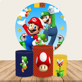 Lofaris Round Super Mary Themed Cartoon Party Backdrop Kit